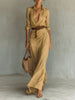 Buttons Draped Chic Party Dress Spring Autumn Women Turn Down Collar Simple Maxi Dress Long Sleeve Elegant Ladies Dress