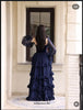 YZ Elegant Dark Blue Gothic Evening Dress Velvet Sheer Long Sleeves High Low Ruffle Skirt Formal Party Gown For Women Customized