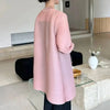 Spring Pleated Single Breasted Cardigan Coat For Women Casual Elastic Loose Mid-Length Coat 2DB5482