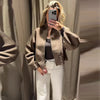 Casual Solid Loose Knit Coat Women All-match Lapel Zippers Full Sleeve Lady Coats Female Autumn Winter Lady Outwears