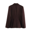 Women Fall Vintage Elegant Blazer Lapel Cinched-Waist Brown Blazer Autumn High Street Commute Lady Suit