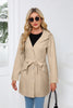 Spring Autumn Hooded Water-repellent Jacket with Belt Thin Casual Loose Trench Coat Women Windbreaker