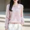 Winter Women's Clothing Tops Brushed Wool Cardigans O Neck Yellow Warm Causal Sweater Soft Solid Knitted Coats B1713005