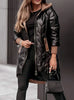 Winter Hooded Loose Solid Color Zipper Cotton Jacket Women Quilted Puffer Coat Fleece Lined Long Warm Irregular Hem Outerwear