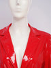 Women Wet Look PU Leather Long Trench Coat Blazer Lapel Open Front Long Sleeve Jacket Overcoat with Belt Streetwear Clubwear
