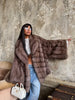 Women's Elegant Fake Fur Jacket Winter Sleeve Bell Lapel Long Sleeve Coat Daily High Street Lady Outwear
