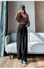 Brown Woolen Suit Pants for Women in Autumn and Winter Narrow Version Straight Wide-leg Pants with Drape