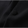 Black Tailored Long Coat Women Elegant Asymmetric Button Front Pockets Full Sleeve Criss-cross Neck Jacket Casual Outerwear