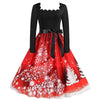 Women's Vintage Christmas Party Dress Long Sleeve Casual Print 50s 60s Elegant Year Celebration Customs