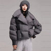 Lagabogy Winter Puffer Jacket Women Short 90% White Duck Down Coat Female Streetwear Warm Parkas Removable Sleeves Outwear
