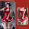 Christmas Dress Suit Women Xmas Cosplay Costume Red Suit Party Rabbit Ears Headwear Year Hooded Shawl Christmas Girl Set