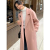 Pink Double Sided Cashmere Coat Women's Mid Length Autumn Winter High End Split Belt Coats Streetwear 2DA7712