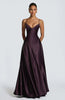 Solid Color Satin Bustier Women Maxi Dress Yellow Spaghetti Strap V Neck Waist-cinching Dresses Party Vestidos