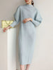 Pleats Batwing Sleeve Pleated Long Dress Korean High Causal Elegant Women Designer Clothing