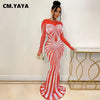 Women Mesh Patchwork Diamonds Rhinestones Bodycon Midi Mermaid Maxi Dress Evening Sexy Party Dresses Vestidos