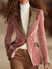 Elegant Leopard Velvet Patchwork Jackets Blazer Single Button Pockets Notched Collar Office Lady Autumn Jackets
