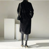 Winter Long Black Elegant Stylish Thick Warm Fluffy Hairy Soft Faux Mink Fur Coat Women Stand Collar Sashes