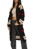 Print Long Cardigan For Women Autumn Winter Clothes Knit Loose Outerwear Soft Sweater Coat Streetwear Cover Up