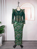 Wedding Party Dresses For Women Long Sleeve Coat And Sequin Vest Dress Turkey African Clothing 2 Piece Set Dashiki Outfit