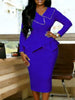 Office Women Pencil Dresses Long Sleeves Peplum Belly Cover Slim Beading Irregular Ruffles Elegant Church Date Out Gowns