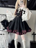 Japanese Kawaii Two Pieces Set Women Outfits Ruffled Patchwork Cute Bow Dress + Flare Sleeve Lolita Blouse Y2k Aesthetic JK Suit