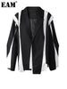 Women Black Irregular Color-block Big Size Blazer Lapel Long Sleeve Jacket Tide Spring Autumn 1DF308001