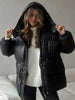 Women's Winter Jacket Hooded Drawstring Zipper Stand-Up Collar Lace Up Winter Jacket Female Loose Casual Chic Jackets For Ladies