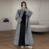 Batwing Sleeve Women's Coat Lapel Single-Breasted Loose Lady Long Jackets Autumn Winter All-Matched Street Outwear