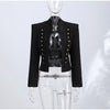 Frog Button Napoleon Short Jacket For Women Spring Stand Collar Cropped Coats Long Sleeve Street Outerwear