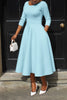 Women Twist Length Sleeve O-neck Big Swing Retro Dress Autumn Vintage Vestidos Even Party Cocktail Dresses