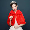 White Womens Winter Thicken Plush Wrap Stole Elbow Length Wedding Bridal Shawl Cape Warm Jacket Shrug with Lace Up Ribbon