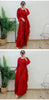 Ruffles Pleated Dress Women Round Neck Flare Sleeves Solid Maxi Belt Dresses Party Spring 2AA1502