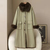 Double-sided Wear Rabbit Fur Coat Women's Winter X-long Parkas Thicken Warm Wool-neck Overcoat Female Streetwear Outerwear