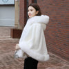 Black Fur Coat Women's Winter Shawl Cape Style Short Imitation Fox Fur Thick Hooded Windbreaker Female Warm Faux Fur Cloak