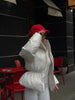 Women High Stand Collar Solid Puffer Jacket Elastic Cinched Waist Peplum Hem Zip Back Thick Padded Coat Warm Winter Street Coats