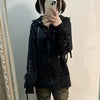 Faux Fur American Vintage Coats with Hooded Women's Y2K Sweatshirts Gothic Harajuku Subculture Punk Emo Sweatshirts and Jacket