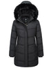 Womens Fleece Long Padding Winter Jacket Down Puffer Outwear with Removable Hood Waterproof Windproof Thicken Park Coat