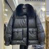 Lagabogy Winter Women Real Fox Fur 90% White Duck Down Jacket Short Puffer Coat Female Vintage Mink Fur Patchwork Parka