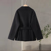 Faux Fur Belt Jackets Women Loose High Neck One Butoon Long Sleeves Coats Female Autumn Winter Thick Warm Outwears