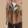 Casual Patchwork Women Coat Elegant Long Sleeve Stand Collar Pleated Female Outwear Autumn Winter Lady Streetwear