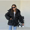 Printed Cotton Padded Coats Women Hooded Waist-Cinching Zipper Quilted Jackets Winter Casual Woman Outerwear