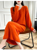 100% Merino Wool Women Long Dress Sweater V-Neck Pullover Long Dress Versatile Cashmere Knitwear Bottoming Clothing