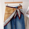 1pc Printed Triangular Scarf Bandanas Women's Elegant Niche All-Matching Scarf Jeans Belt