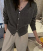 Korean version of autumn cashmere V-neck cardigan women loose short solid color sweater knit sweater simple coat