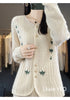 Autumn Winter Round Neck Embroidery Comfortable Ladies Sweater Coat Elegant Women Knitted Cardigan Sweater Jacket