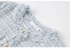 French White Tweed Crop Jacket for Women Autumn Elegant Slimming Decor Button Coat Woman Round Neck Long Sleeve Outerwear