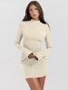 Sexy Slim Mini Dress For Women Two Pocket Spring Autumn Long Sleeve A-line Solid Club Party Dress Elegant Female