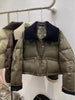 Women Coffee Black Short Parkas Thicken Warm Long Sleeve Lapel Cotton Padded Coat Vintage Winter Student Jacket Streetwear