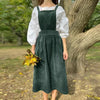 Retro Women's Corduroy Dress Square Neck Casual Medieval Dresses Vestidos Para Mujer
