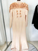 High Street Designer Maxi Dresses Women's Long Sleeve Flowers Appliques Beaded Long Dress
